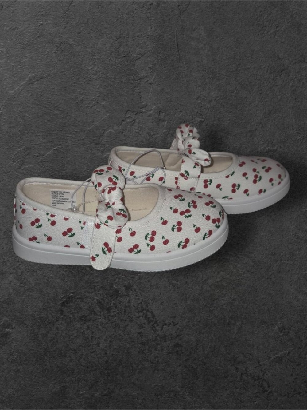 Jellypop Cherry Print Mary Jane Sneakers Size 10 NWT Cute Bow Strap Flats